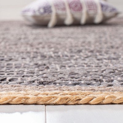 Cape Cod Light Grey and Natural Wool Cotton Area Rug 4' x 6'