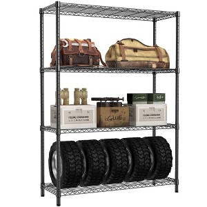 QingMoon 1400 LBS Standing Shelf, 4 Tier Wide Storage Shelves with Adjustable Heavy Duty Metal Wire Rack for Garage, Warehouse and Kitchen - 1 of 4