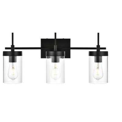 Elegant Lighting Benny 3 light Black and Clear Bath Sconce