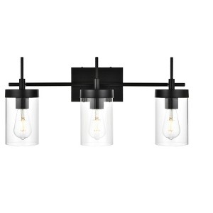 Elegant Lighting Benny 3 light Black and Clear Bath Sconce - 1 of 4