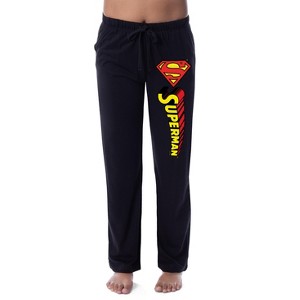 DC Comics Womens' Superman Logo  Classic Sleep Pajama Pants Black - 1 of 3