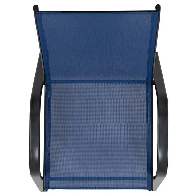 Brazos Navy Blue Outdoor Stackable Dining Chair Pair with Flex Comfort