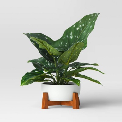 Artificial Calla Lily Leaf in Wood Planter - Threshold&#8482;