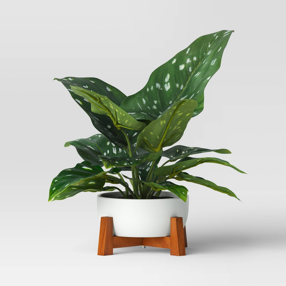 Photos - Other interior and decor Artificial Calla Lily Leaf in Wood Planter - Threshold™