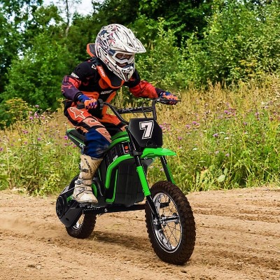 24V Kids Electric Dirt Bike, 350W Motor Ride On Motorcycle for Boys & Girls Ages 8-14, 3 Speed, 13.7 Miles Long Range, Shock Absorption