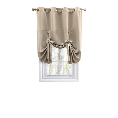 Putty Blackout Polyester Balloon Shade Grommet Panel with Bow Ties