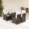 vidaXL 7 Piece Patio Dining Set with Cushions Brown Poly Rattan - 2 of 4