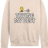 Women's - Peanuts - Woodstock Trying My Best Lightweight French Terry Wide Neck Long Sleeve Shirt - 2 of 4
