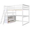 CAVINAS Twin Size Loft Bed Wooden Bed Frame with Desk, Storage Shelves, 2 Drawers and Inclined Ladder for Bedroom - 3 of 4