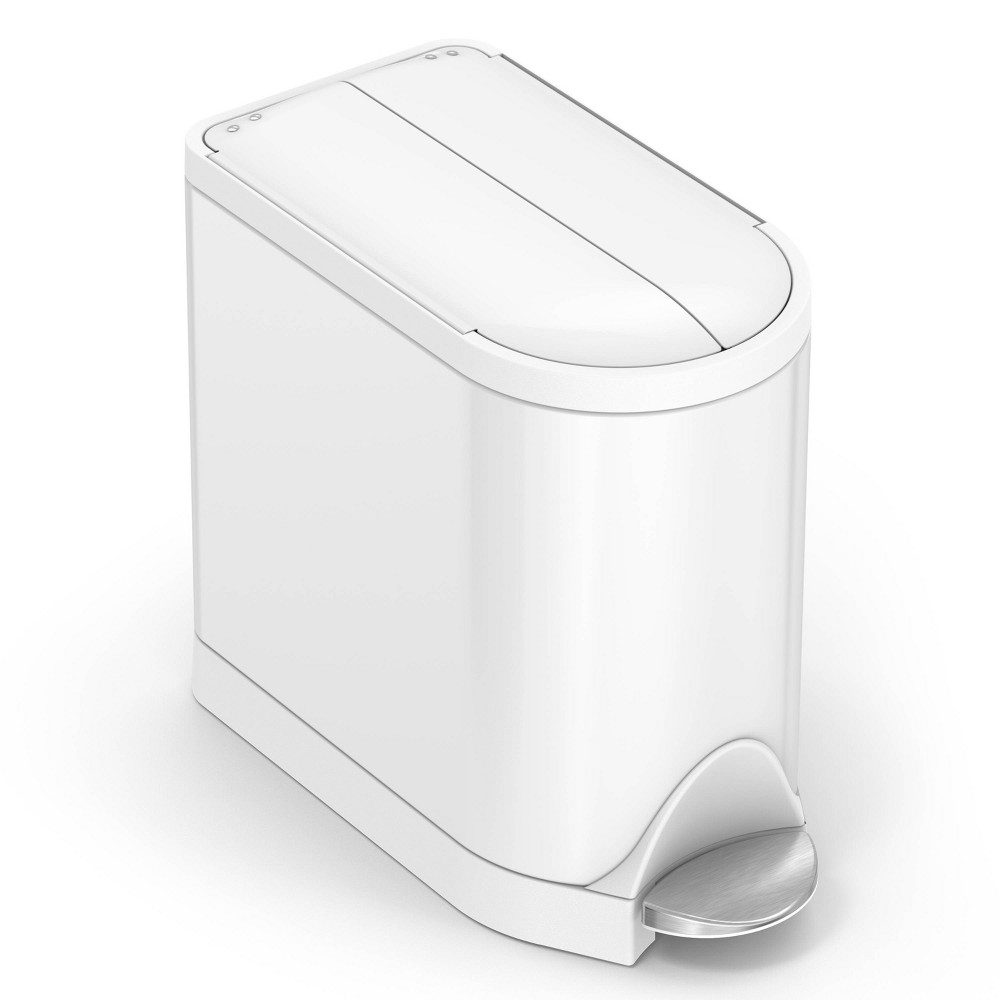 Photos - Waste Bin Simplehuman 10L Butterfly Lid Bathroom Step Trash Can White Steel 