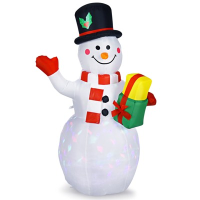 Tangkula 5FT Christmas Inflatable Snowman Decoration w/Rotating LED Lights for Garden Yard