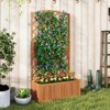 Costway 1/2 PCS 63” Wood Planter Container with Diamond Trellis, Planter Box, Slat Base for Plants - 2 of 4