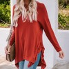 Amaryllis Women's Asymmetrical Hem Long Sleeve Pullover Top with Side Ruffle Detail Relaxed Fit Casual - 2 of 4