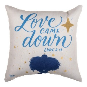 Manual Woodworkers & Weavers Faith-Based Christmas Pillow – Blue White 12x12 Climaweave Accent - 1 of 3