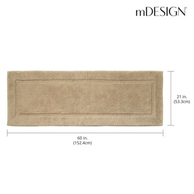 Beige Cotton Rectangular Bathroom Rug with Decorative Border