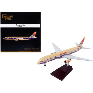 Boeing 757-200 Commercial Aircraft "America West Airlines" Beige with Purple Graphics 1/200 Diecast Model Airplane by GeminiJets - 1 of 3