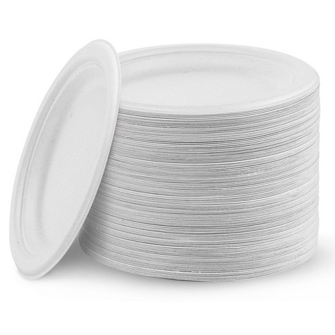 Cheer Collection 7 Round Compostable Paper Plates - Pack of 500 - White