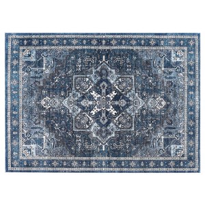 COZONY Vintage Floral Print Mat Rug Carpet, Machine Washable Non-Slip Low Pile Floor Covering for Living Room Bedroom - 1 of 4