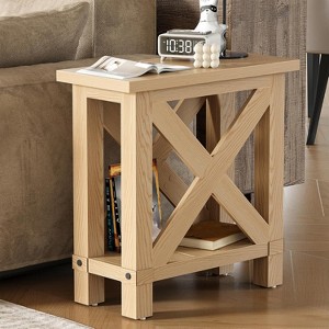 Tribesigns Farmhouse Side Table, Narrow End Table for Space Saving, Bedside Furniture for Bedroom, Living Room, Small Spaces - 1 of 4