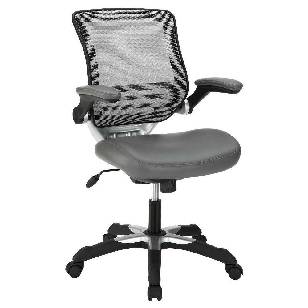 Photos - Computer Chair Modway Edge Mesh Back with Leatherette Seat Office Chair Armor Gray  