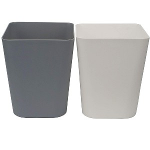 Aoibox Small Trash Can Wastebasket for Kitchen, Office, Bathroom - Pack of 2 in White and Gray, Durable & Stylish - 1 of 4