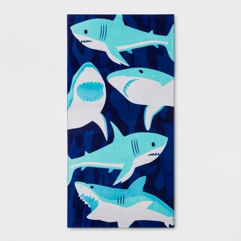 Sharks Beach Towel Blue Sun Squad