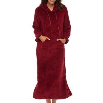 Women's Soft Plush Sweatshirt Robe, Long Hooded Fleece Loungewear