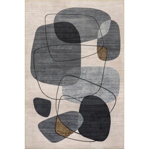 Nuloom Rylee Abstract Machine Washable Pet Friendly Indoor/Outdoor Area Rug, 4' x 6', Grey - 1 of 4