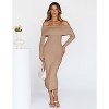 Women's 2025 Fall Off-Shoulder Bodycon Sweater Dress - Elegant Long Sleeve Midi/Maxi Dress for Club, Party & Formal Occasions Khaki - 3 of 4