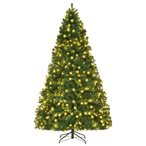 Costway 7Ft/7.5Ft/8Ft Pre-Lit PVC Christmas Tree Hinged 300/400/430 Lights - 1 of 4