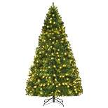 Costway 7Ft/7.5Ft/8Ft Pre-Lit PVC Christmas Tree Hinged 300/400/430 Lights