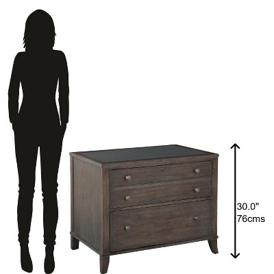 Brown Gray Traditional Lockable 2-Drawer Lateral Filing Cabinet