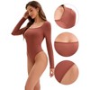 INSPIRE CHIC Women's Long Sleeve Bodysuit Slim Fit Square Neck Tummy Control Brief Leotard - 3 of 4