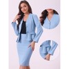 INSPIRE CHIC Women's Long Sleeve Collarless Peplum Blazer and Pencil Skirts Suit Set 2 Pcs - 2 of 4