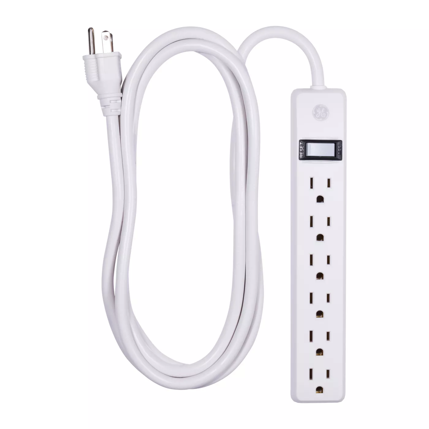 6-Outlet Power Strip, Black or White - General Electric - image 1 of 6