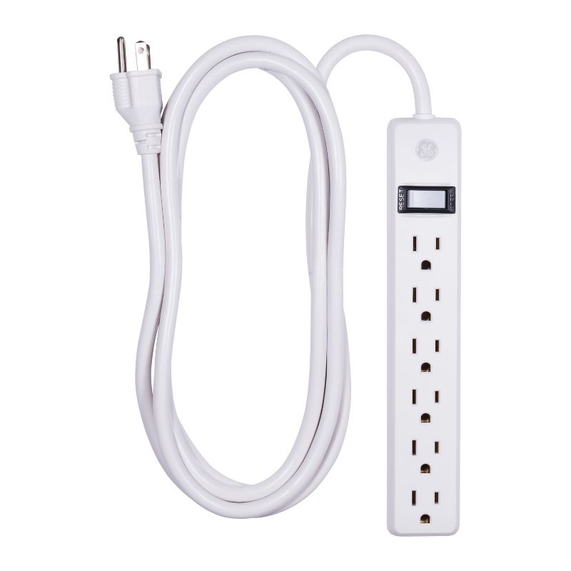 GE 6 Outlet Power Strip Black/White, 1 of 4