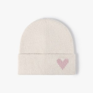 Anna-Kaci Women's Knit Beanie Hat with Embroidered Heart Detail and Folded Cuff - 1 of 4