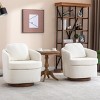 360° Swivel Accent Barrel Chair, Boucle Upholstered Lounge Chair with Solid Wood Round Base, Swivel Sofa Chair – Maison Boucle - 2 of 4