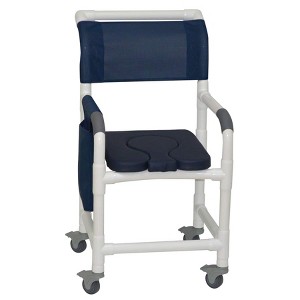 MJM International Corporation Shower Chair 18 In Width 3 In Total Locking Casters Blue Dual Usage Front Seat Blue Designer 300 Lbs Wt - 1 of 2