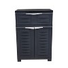 HomeRoots 35" Dark Gray Heavy Duty Plastic Two Door One Drawer Utility Cabinet - 4 of 4