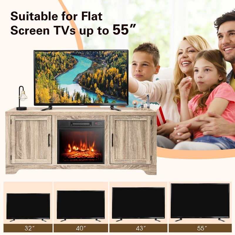 Tangkula 1400W Electric Fireplace TV Stand Storage Cabinet Console &Heater for 65" TV, 4 of 11