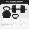Fitvids Adjustable Dumbbell Set, 60lbs Free Weights Set with Connector, 4 in 1 Changeable Dumbbells and Barbell for Exercise and Fitness, Black/Black - 2 of 4