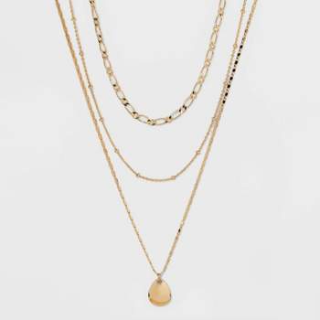 Smooth Drop Multi-Strand Pendant Necklace - A New Day™ Gold