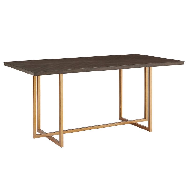 68&#34; Jay Charcoal Brown and Gold Finish Rectangular Dining Table Brown - Inspire Q, 1 of 10