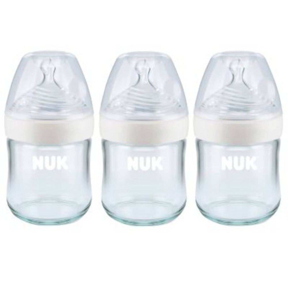 Photos - Baby Bottle / Sippy Cup NUK Glass Baby Bottles - 4 fl oz/3pk 