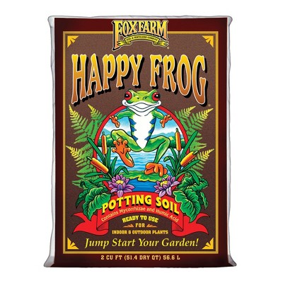 Foxfarm FX14047 Happy Frog 2 Cubic Feet/51.4 Quart Ph Adjusted Pre-Mixed Plant Garden Potting Soil Mix for Indoor and Outdoor Plants