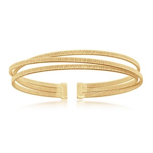 Bella Silver Sterling Silver Triple Wire Designer Bangle, Bonded with 14K Gold Plating - White - 1 of 3