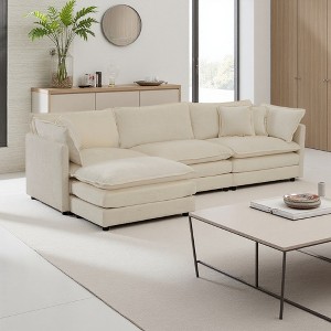 111" Chenille Modular L-Shaped Sectional Sofa with Ottoman - 1 of 4