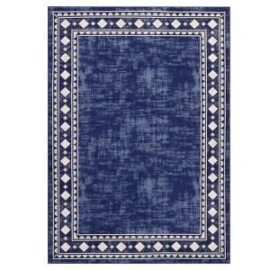 Washable Living Room Bedroom Bordered Geometric Area Rugs Indoor Contemporary Floor Carpet for Home Office - 1 of 4