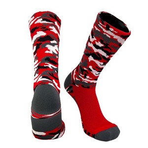 Mk Socks Camo Crew Socks in Red Black Graphite and White - 1 of 1